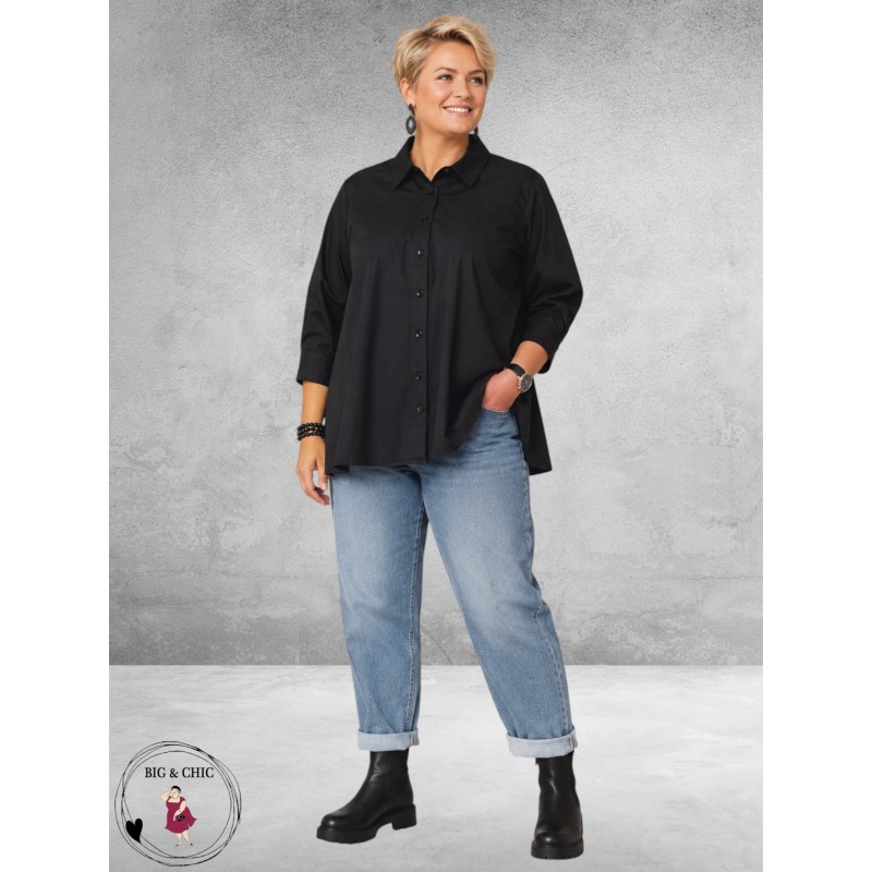 GOZZIP Blouse Zelia A-Lijn Zwart