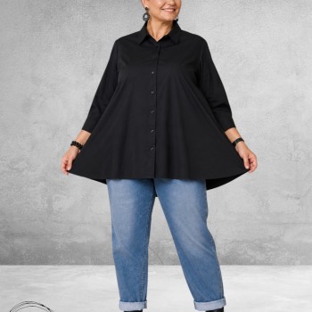 GOZZIP Blouse Zelia A-Lijn Zwart