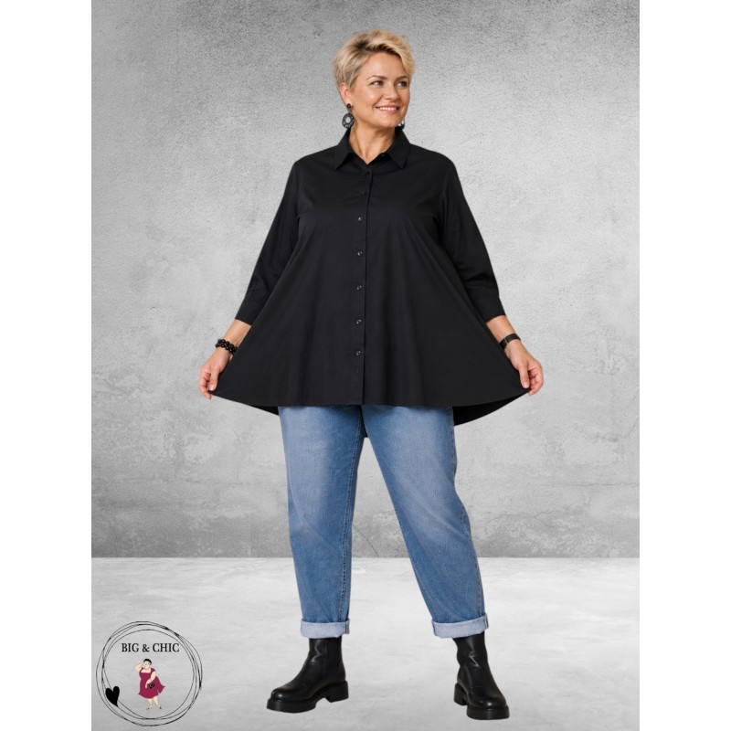 GOZZIP Blouse Zelia A-Lijn Zwart