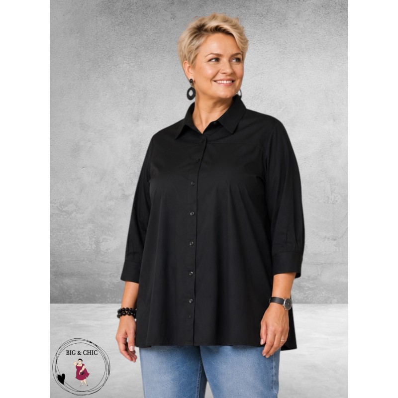 GOZZIP Blouse Zelia A-Lijn Zwart