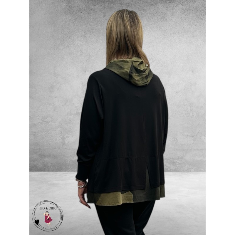 GOZZIP Shirt Klara Zwart/Olijf A-Lijn