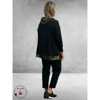 GOZZIP Shirt Klara Zwart/Olijf A-Lijn