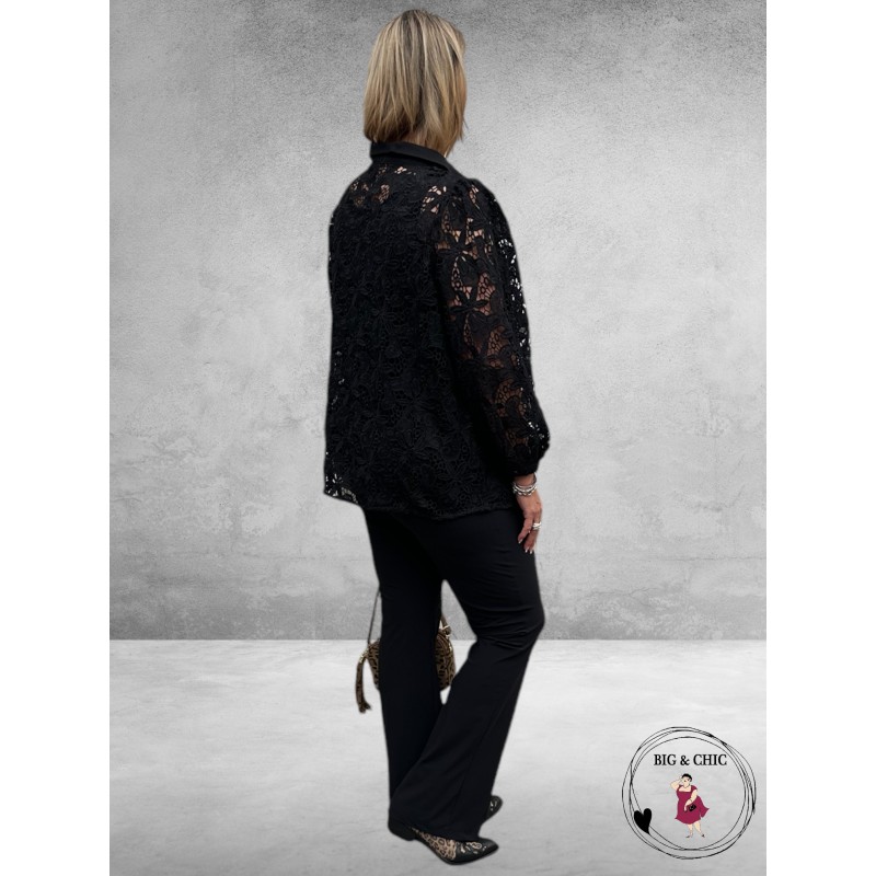 GOZZIP Blouse Hilma Zwart/Lace