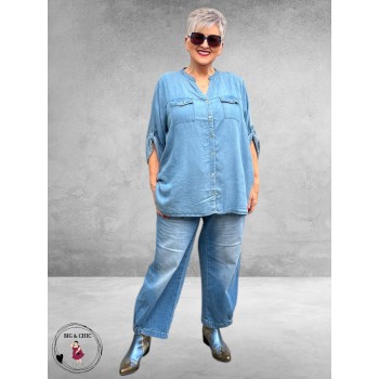 Leah Curve Blouse Denim Look Lyocell