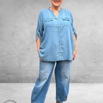 Leah Curve Blouse Denim Look Lyocell