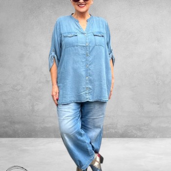 Leah Curve Blouse Denim Look Lyocell