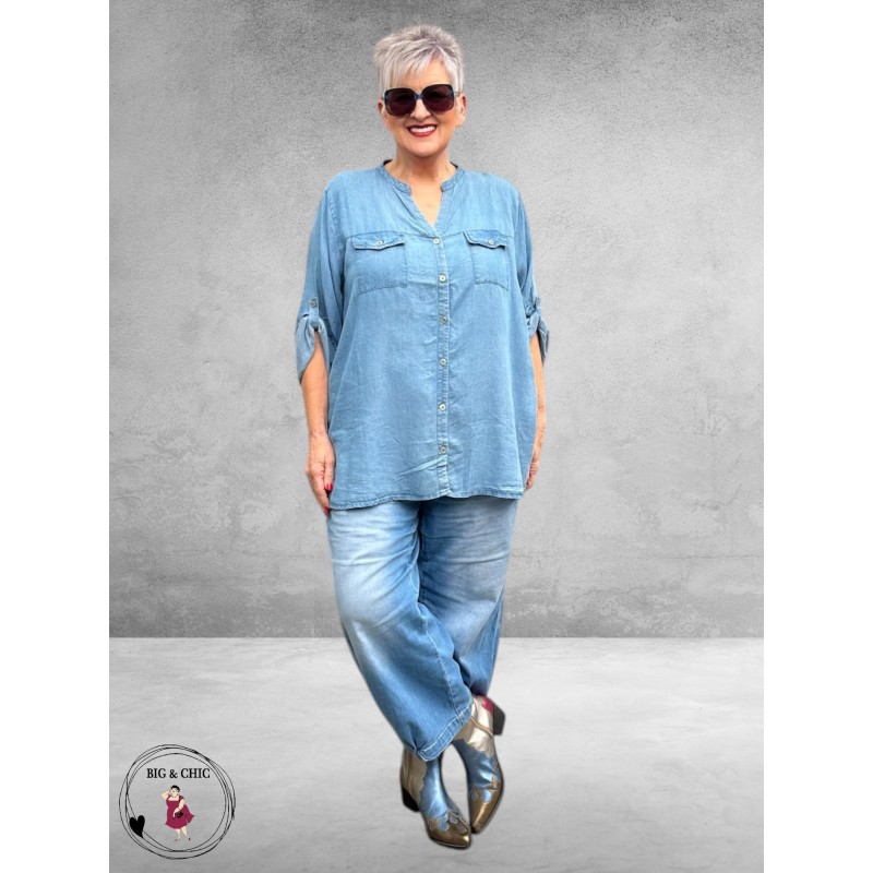 Leah Curve Blouse Denim Look Lyocell