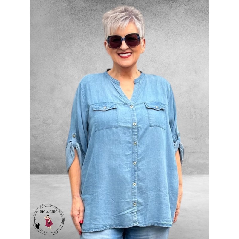 Leah Curve Blouse Denim Look Lyocell
