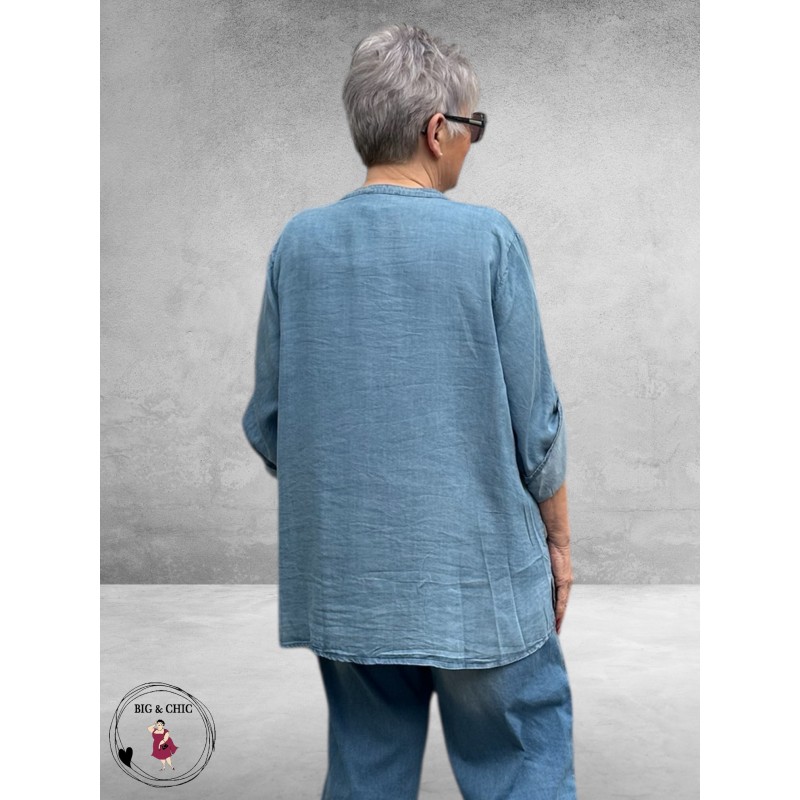 Leah Curve Blouse Denim Look Lyocell