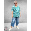 Leah Curve T-Shirt Bladprint Groen/Aqua
