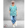 Leah Curve T-Shirt Bladprint Groen/Aqua