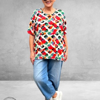 Leah Curve T-Shirt Kleurrijke Print 