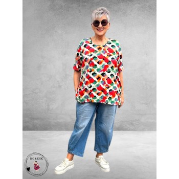 Leah Curve T-Shirt Kleurrijke Print 
