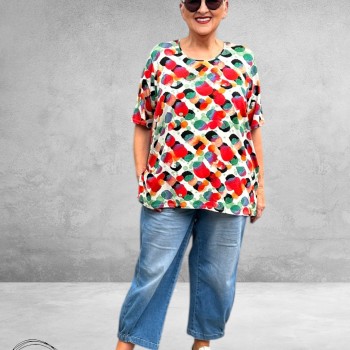 Leah Curve T-Shirt Kleurrijke Print 