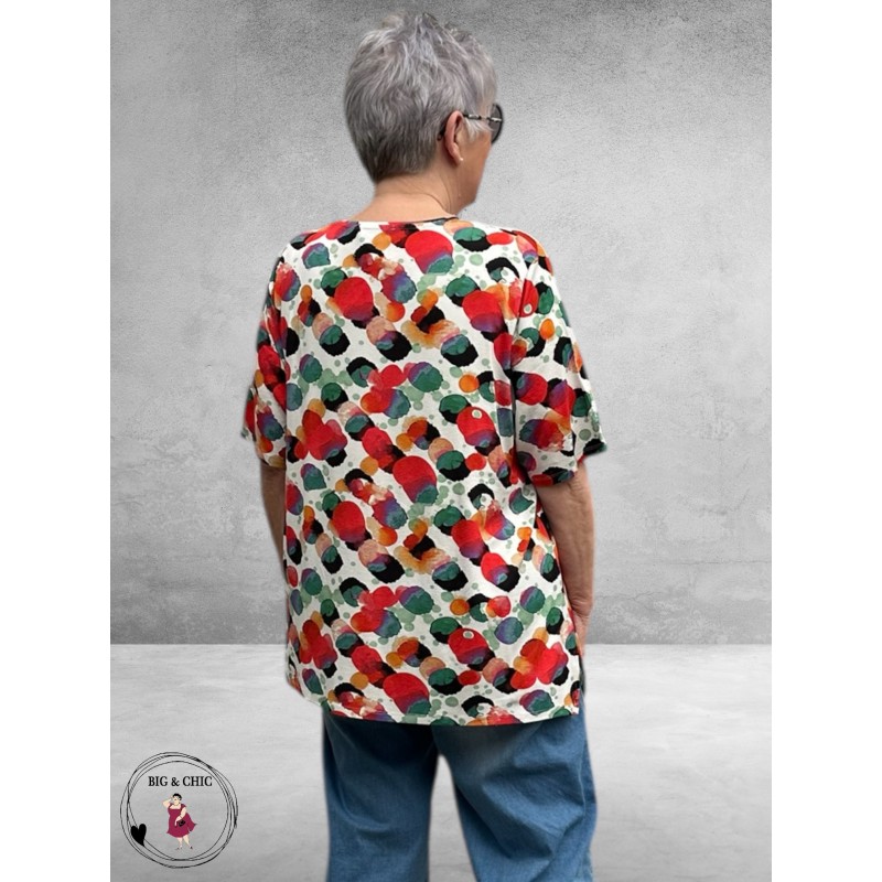 Leah Curve T-Shirt Kleurrijke Print 