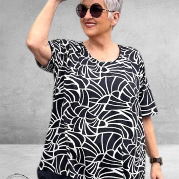 Leah Curve Shirt Stijlvol Zwart/Wit
