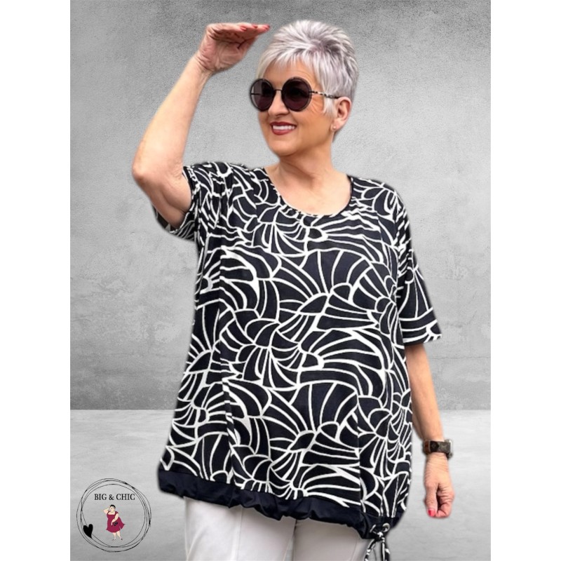 Leah Curve Shirt Stijlvol Zwart/Wit