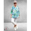 Leah Curve Shirt A-Lijn Flowers  Blauw/Groen Multi
