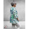 Leah Curve Shirt A-Lijn Flowers  Blauw/Groen Multi