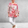 Leah Curve Shirt A-Lijn Flowers Rood Multi