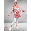 Leah Curve Shirt A-Lijn Flowers Rood Multi