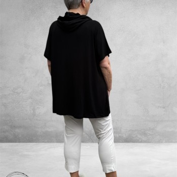 Leah Curve Shirt Hoodie Zwart/Zilver 