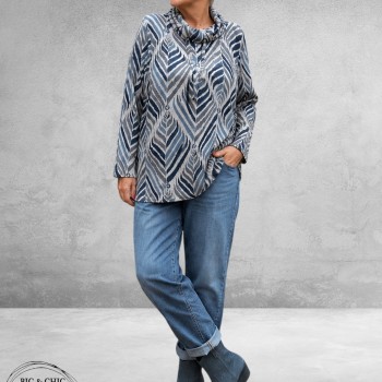 LEAH CURVE Trui Superzacht Bleu/Grijs
