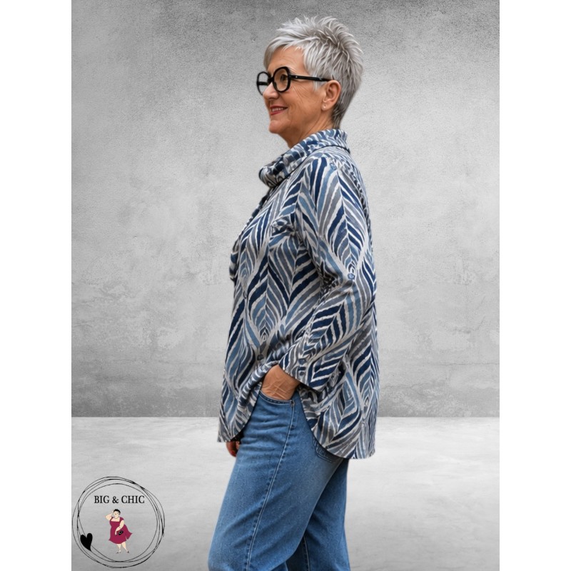 LEAH CURVE Trui Superzacht Bleu/Grijs