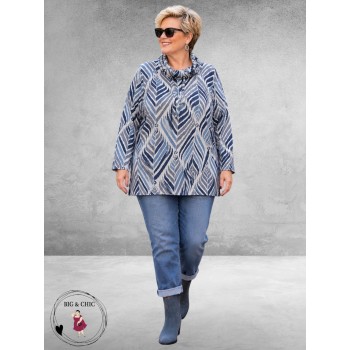 LEAH CURVE Trui Superzacht Bleu/Grijs