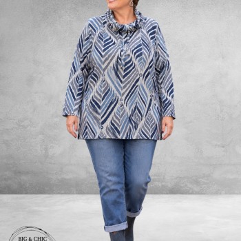 LEAH CURVE Trui Superzacht Bleu/Grijs