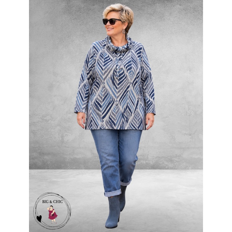 LEAH CURVE Trui Superzacht Bleu/Grijs