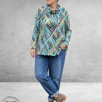 LEAH CURVE Trui Superzacht Antraciet/Groen