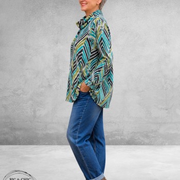 LEAH CURVE Trui Superzacht Antraciet/Groen