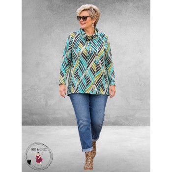 LEAH CURVE Trui Superzacht Antraciet/Groen