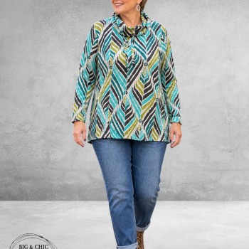 LEAH CURVE Trui Superzacht Antraciet/Groen