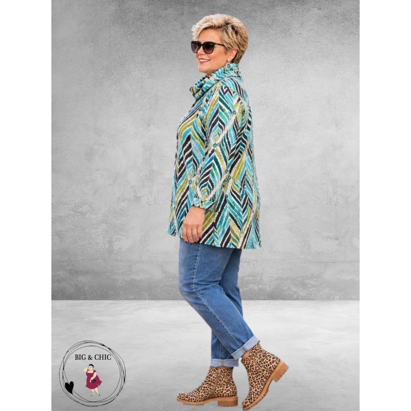 LEAH CURVE Trui Superzacht Antraciet/Groen