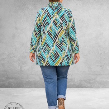 LEAH CURVE Trui Superzacht Antraciet/Groen