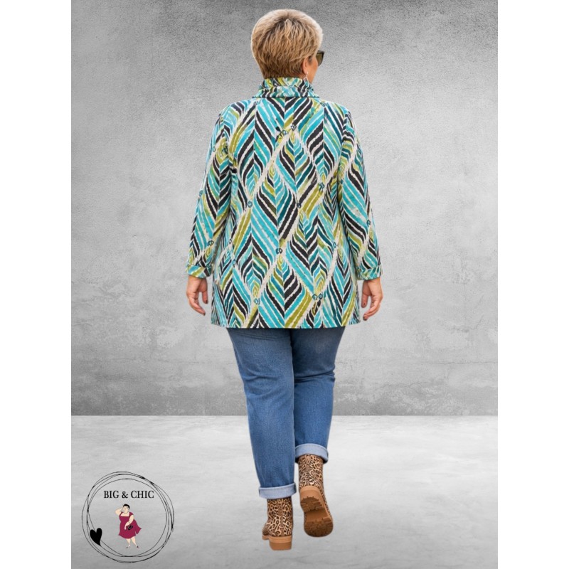 LEAH CURVE Trui Superzacht Antraciet/Groen