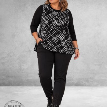 Leah Curve Shirt Constance Zwart/Wit