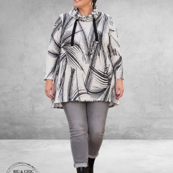 LEAH Curve Trui Zacht en Apart Zwart/Grijs/Wit