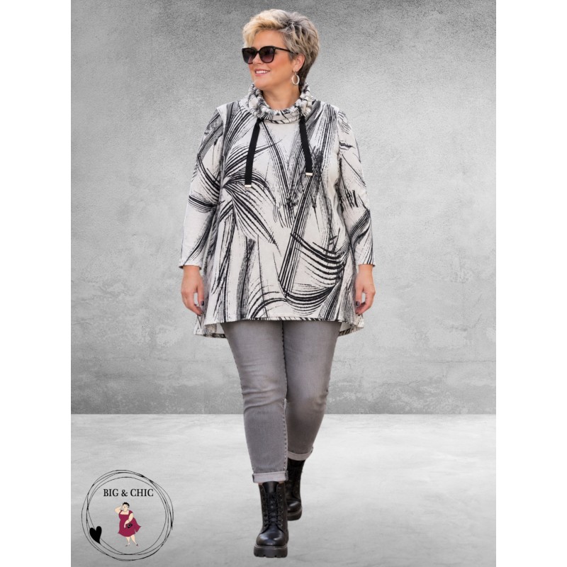 LEAH Curve Trui Zacht en Apart Zwart/Grijs/Wit