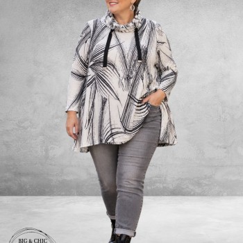 LEAH Curve Trui Zacht en Apart Zwart/Grijs/Wit