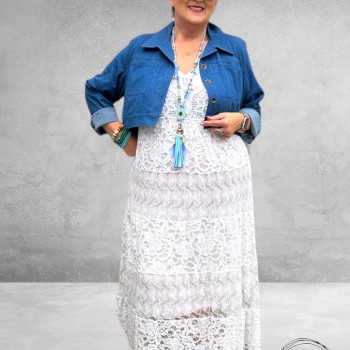 JUST FOR YOU Kort Jasje Jeanslook Lichtblauw