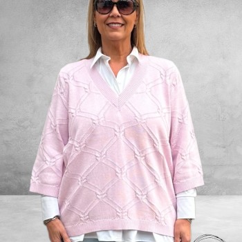 KAFFE CURVE Knit Pullover Carlie Lilac Snow