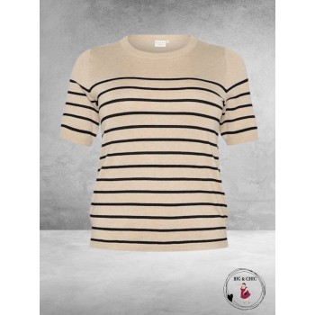 KAFFE CURVE Trui Lizzy Feather Gray/Black