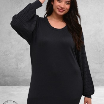 KAFFE CURVE Trui Plooimouw Black Oyster