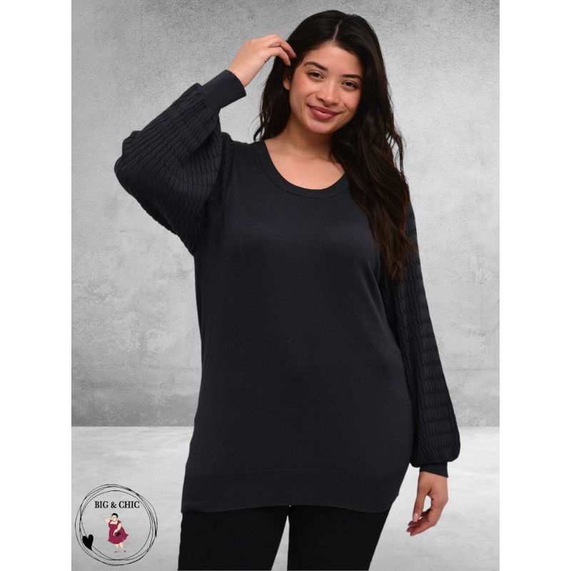 KAFFE CURVE Trui Plooimouw Black Oyster