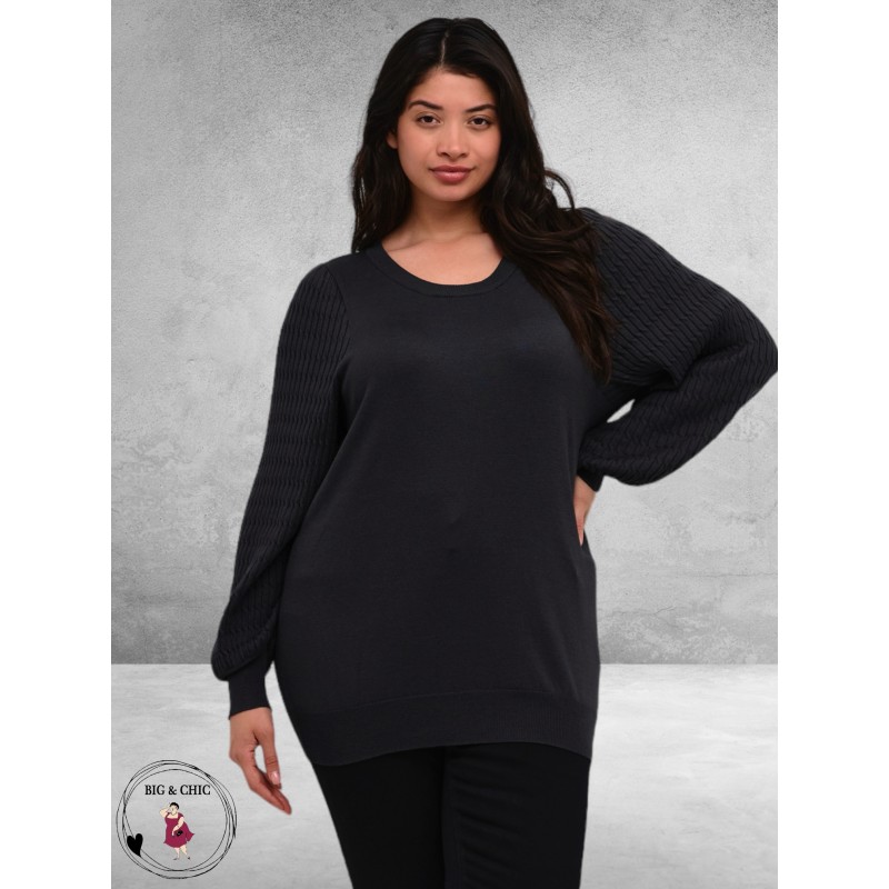 KAFFE CURVE Trui Plooimouw Black Oyster