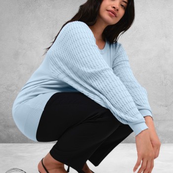 KAFFE CURVE Trui Plooimouw Celestial Blue