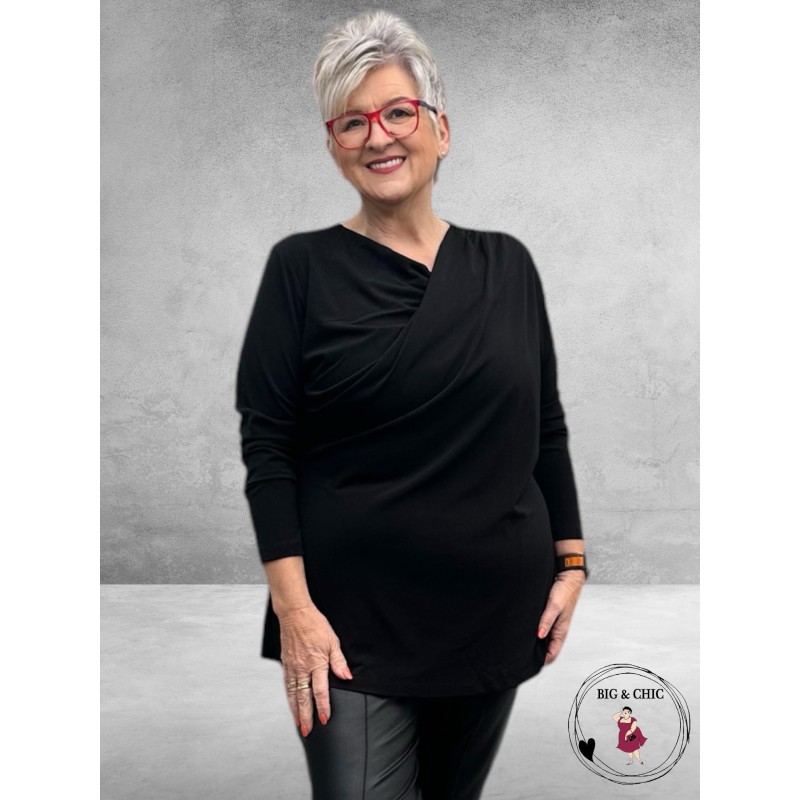 KAFFE CURVE Aidi Wrap Shirt Black Deep